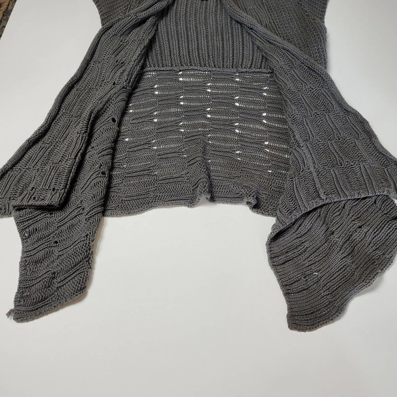 Pure Women's Hand Knit Open Front Cardigan Sweater Dark Gray Size XS - Picture 7 of 12